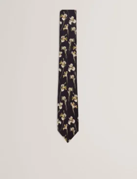 FRINTON Orchid Floral Print Silk Tie