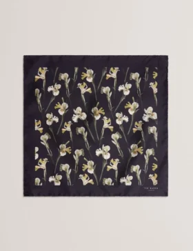 FRINTOP Orchid Floral Print Silk Pocket Square