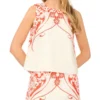 GEORGIA Printed Detail Relaxed Linen Shell Top