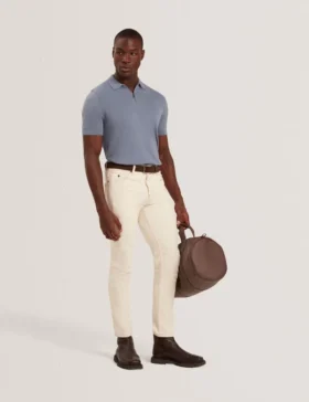 GIVRANS Silk Blend Knit Zip Neck Polo