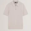 GIVRANS Silk Blend Knit Zip Neck Polo