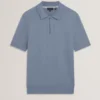 GIVRANS Silk Blend Knit Zip Neck Polo