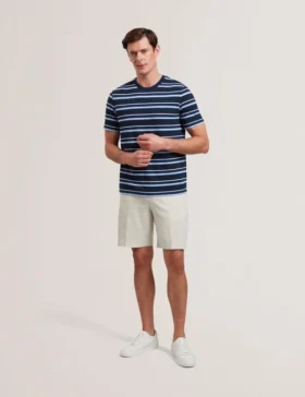 GORANO Short Sleeve Textured Striped T-Shirt