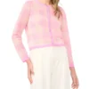 GRACIE Gingham Knit Crew Neck Cardigan