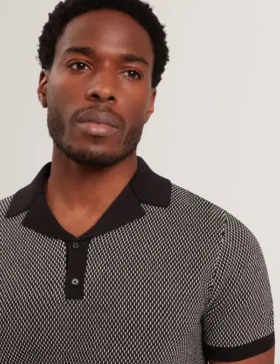 GREGRY Contrast Stitch Knit Cotton Polo Shirt