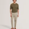 HELME Geometric Open Knit Short Sleeve Polo
