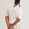 HELME Geometric Open Knit Short Sleeve Polo