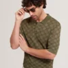 HELME Geometric Open Knit Short Sleeve Polo