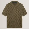 HELME Geometric Open Knit Short Sleeve Polo