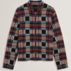 HENREIN Pure Cotton Patchwork Knit Zip Jacket