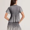 HETHRR Textured Knit Fluted Short Sleeve Top