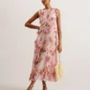 HISAKO Blurred Floral Print Midi Dress