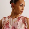HISAKO Blurred Floral Print Midi Dress