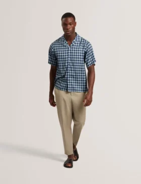 IBICUI Tile Print Tencel Short Sleeve Shirt