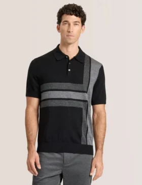 INTARSIA SWEATER POLO Black Beauty