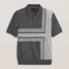 INTARSIA SWEATER POLO Castlerock Heather