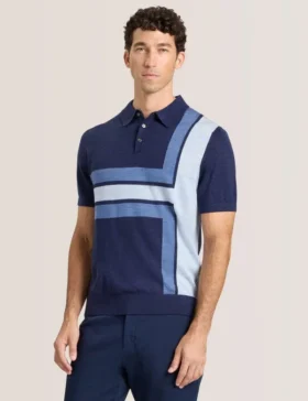 INTARSIA SWEATER POLO Sky Captain