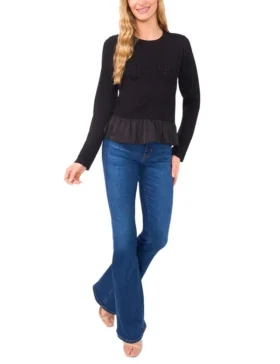IRENE Long Sleeve Crew Neck with Pointelle Cable