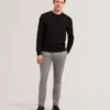 JAMALS Herringbone Knit Crew Neck Sweater