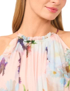 JANE Floral Halterneck Chiffon Maxi Dress