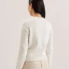 JAYCEY Rose Button Knitted Crew Neck Cardigan