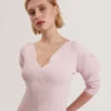 JESCKA Structured Puff Sleeve Knitted Skater Dress