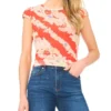 JODIE Floral Stripe Cap Sleeve Fitted T-Shirt