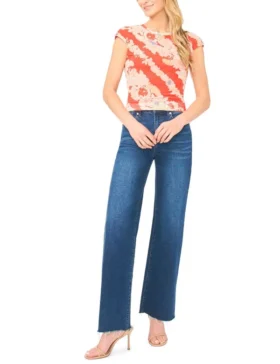 JODIE Floral Stripe Cap Sleeve Fitted T-Shirt
