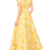 JORDANA Jacquard Floral Tailored Wrap Maxi Dress