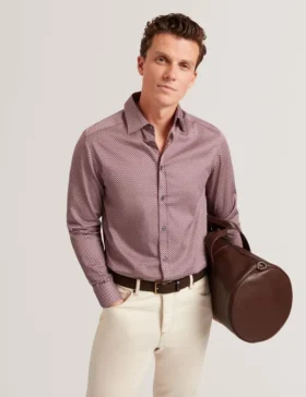 JOZEF Slim Fit Micro Geometric Print Shirt