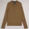 KAROLT Cashmere Knit Long Sleeve Polo Top