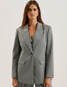 KOA Oversized Herringbone Single Breasted Blazer