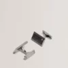 KRISTOL Crystal Detail Brushed Metal Cufflinks