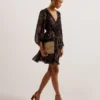 KUMIKO Fine Line Floral Print Mini Dress