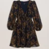 KUMIKO Fine Line Floral Print Mini Dress