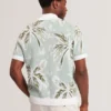 KYES Leaf Print Knitted Short Sleeve Shirt