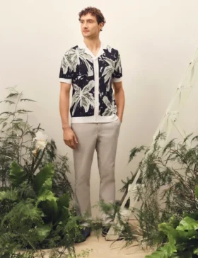 KYES Short Sleeve Knitted Leaf Shirt