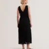 LARNAHH Pleated Midi Dress With Removable Knit Tank