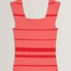 LAYDAA Striped Knit Square Neck Sleeveless Top