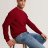 LEOCADI Herringbone Trim Textured Knit Sweater