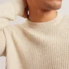 LEOCADI Herringbone Trim Textured Knit Sweater