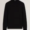 LIMEHAS Wool Quarter Zip Funnel Neck Sweater
