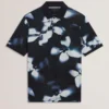 LONGBRI Photographic Floral Print Cotton Polo Shirt