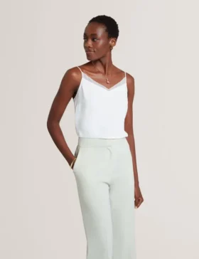 LULEA Chiffon Detail V-Neck Strappy Cami Top