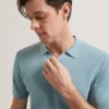 LUTHEN Zig Zag Knit Open Neck Polo