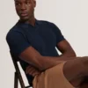 LUTHEN Zig Zag Knit Open Neck Polo