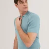 LUTHEN Zig Zag Knit Open Neck Polo