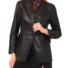 LYNDE Leather Single Breasted Blazer