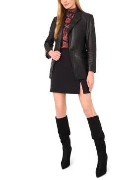 LYNDE Leather Single Breasted Blazer