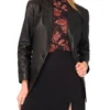 LYNDE Leather Single Breasted Blazer